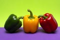 Closeup shot of fresh organic green, yellow and red peppers Royalty Free Stock Photo