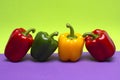 Closeup shot of fresh organic red, green and yellow peppers Royalty Free Stock Photo