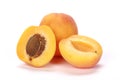 Closeup shot of fresh ripe apricots isolated on a white background Royalty Free Stock Photo