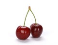 Closeup shot of fresh ripe cherries isolated on a white background Royalty Free Stock Photo