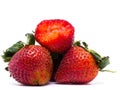 Closeup shot of fresh strawberries. Isolated on white background Royalty Free Stock Photo