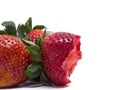 Closeup shot of fresh strawberries. Isolated on white background Royalty Free Stock Photo