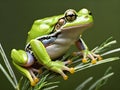 closeup shot of a frog on a tree trunk in a natural environment Royalty Free Stock Photo