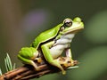 closeup shot of a frog on a tree trunk in a natural environment Royalty Free Stock Photo