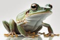 Close-up Shot of a Frog on a White Surface. Generative AI Royalty Free Stock Photo