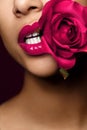 Beautiful woman lips closeup Royalty Free Stock Photo