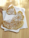 Closeup shot of German waffle hearts on a paper tissue Royalty Free Stock Photo
