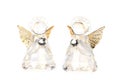 Closeup shot of glass angel figurines isolated on white background Royalty Free Stock Photo