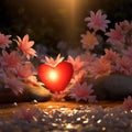 a closeup shot of glowing flower red heart