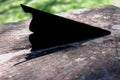 Closeup shot of a gnomon of a sundial on an old rusted metal surface Royalty Free Stock Photo