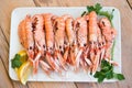 Closeup shot of gourmet boiled crayfish arranged beautifully on a plate