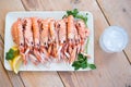 Closeup shot of gourmet boiled crayfish arranged beautifully on a plate