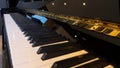 Closeup shot of a grand piano keyboard. Royalty Free Stock Photo