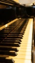 Closeup shot of a grand piano keyboard. Royalty Free Stock Photo