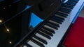 Closeup shot of a grand piano keyboard. Royalty Free Stock Photo