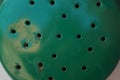 Closeup shot of a green watering can head Royalty Free Stock Photo