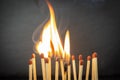 Closeup shot of a group of burning matches