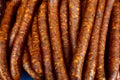 Closeup shot of the group of tasty sausages