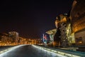 A closeup shot of Guggenheim Museum at night Royalty Free Stock Photo