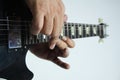 Closeup shot of a guitarist performing a complicated lick on an electric guitar Royalty Free Stock Photo