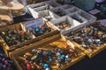 Closeup shot of handmade jewellery market in Dutch town - Hillegom. Supporting local artists. No people. Royalty Free Stock Photo