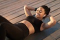 Closeup of happy black woman exercising outdoors Royalty Free Stock Photo