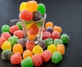 Closeup shot of a heap of colorful gummy drops