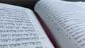 Closeup shot of the Hebrew Bible with an English translation on the side Royalty Free Stock Photo