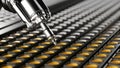 A closeup shot of a hightech robotic arm dexterously placing items into a wellorganized array of packaging containers