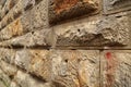 Closeup shot of a house wall made of brown natural stone Royalty Free Stock Photo