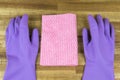 Closeup shot of a housecleaning gloves