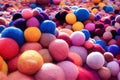 Closeup shot of a huge pile of colorful wool balls skeins Royalty Free Stock Photo