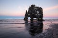 Closeup shot of the Hvitserkur sea stack, the troll of North-West, Iceland