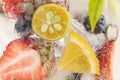 Closeup shot of iced fruits in a glass Royalty Free Stock Photo