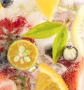 Closeup shot of iced fruits in a glass Royalty Free Stock Photo