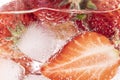 Closeup shot of iced strawberries in a glass Royalty Free Stock Photo