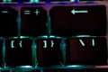 Closeup shot of an illuminated computer keyboard