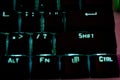 Closeup shot of an illuminated computer keyboard