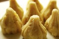 Closeup shot of an Indian sweet `Modak` offered to Lord Ganesha during the Hindu festival `Ganesh Chaturthi Royalty Free Stock Photo