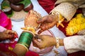 Closeup shot of A Indian wedding by traditional custom