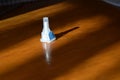 Closeup shot of insulin needle on wooden background