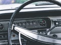 Closeup shot of an interior of a classic vintage car