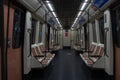 Closeup shot of the interior of a metro carriage Royalty Free Stock Photo