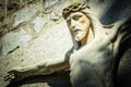 Closeup of Jesus Christ on the Cross - Concrete Sculpture on Catholic Church in Croatia