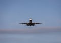 Closeup shot of a JetBlue plane preparing to land in Boston, NYC, USA