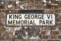 Closeup shot of the King George VI Memorial Park sign in Ramsgate, United Kingdom
