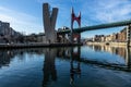 A closeup shot of La Salve bridge near the Guggenheim Museum in Bilbao Royalty Free Stock Photo