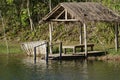 Closeup shot of a lakehouse in the middle of a forest in Bonito, Brazil Royalty Free Stock Photo