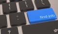 Closeup shot of a laptop keyboard with a blue find job button Royalty Free Stock Photo