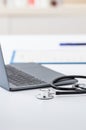 laptop, stethoscope and doctor Royalty Free Stock Photo